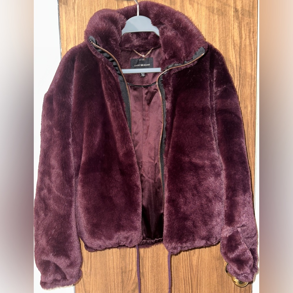 Lucky brand high pile zipper sweater